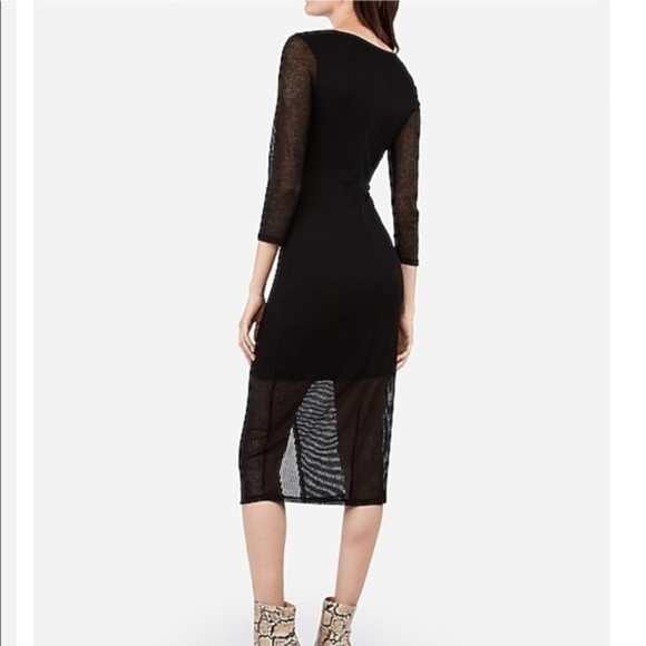 Express Black Ribbed Button Midi Dress Small - Picture 3 of 16